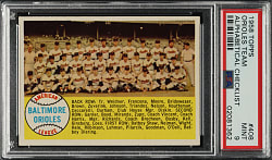 1958 Topps #408 Baltimore Orioles Team Alphabetical Checklist PSA MINT 9 - Highest Graded!