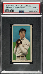 1909-1911 T206 White Border Christy Mathewson Dark Cap PSA GOOD 2