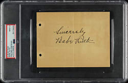 Babe Ruth Signed Album Page PSA/DNA MINT 9 and JSA