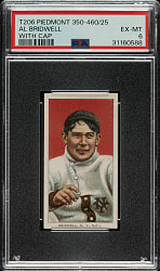 1909-1911 T206 White Border Al Bridwell Portrait with Cap PSA EX-MT 6