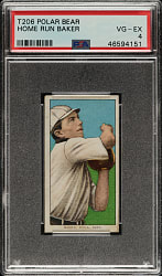 1909-1911 T206 White Border Home Run Baker PSA VG-EX 4 - Polar Bear Back