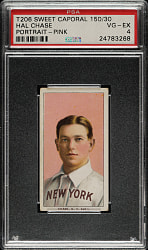 1909-1911 T206 White Border Hal Chase Portrait Pink Background PSA VG-EX 4