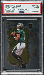 2020 Panini Select Football Select Certified Rookies #SCR-22 Jalen Hurts Rookie PSA MINT 9