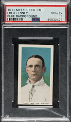 1910-1911 M116 Sporting Life Fred Tenney Blue Background PSA VG-EX 4