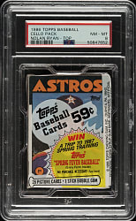 1986 Topps Unopened Cello Pack PSA NM-MT 8 - Nolan Ryan on Top
