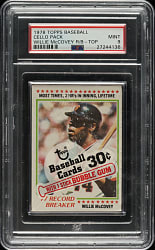 1978 Topps Unopened Cello Pack PSA MINT 9 - Willie McCovey on Top