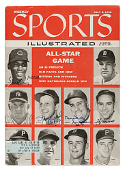1956 Multi-Signed Sports Illustrated with Ernie Banks, Stan Musial, Duke Snider and Yogi Berra