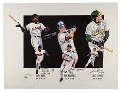 Barry Bonds, Alex Rodriguez, and Jose Canseco Multi-Signed Limited-Edition Poster