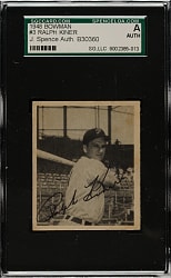 Signed 1948 Bowman #3 Ralph Kiner Rookie - SGC/JSA