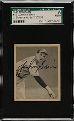Signed 1948 Bowman #12 Johnny Sain Rookie - SGC/JSA