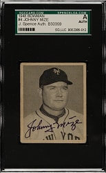 Signed 1948 Bowman #4 Johnny Mize - SGC/JSA