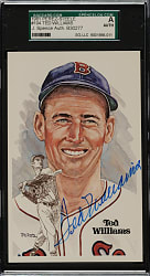 Signed 1981 Perez-Steele Hall of Fame Postcard Ted Williams - SGC/JSA