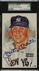 Signed 1981 Perez-Steele Hall of Fame Postcard Mickey Mantle - SGC/JSA
