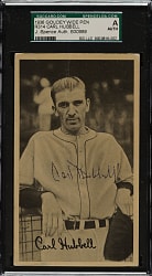 Signed 1936 R314 Goudey "Wide Pen" Premium Carl Hubbell - SGC/JSA