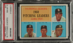 1961 Topps #41 NL Batting Leaders with Willie Mays and Roberto Clemente PSA NM-MT 8