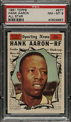 1961 Topps #577 Hank Aaron All-Star PSA NM-MT 8