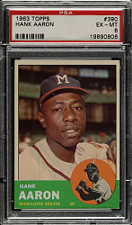 1963 Topps #390 Hank Aaron PSA EX-MT 6