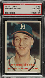 1957 Topps #90 Warren Spahn PSA EX-MT 6