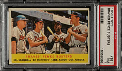 1958 Topps #351 Fence Busters with Hank Aaron and Ed Mathews PSA NM 7