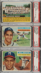 1956 Topps PSA-Graded Trio: Braves Team, Frank Torre and Bill Bruton