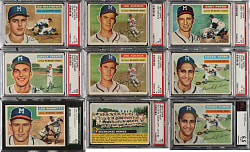 1956 Topps PSA-, SGC- and BVG-Graded Collection (9) Including Eddie Mathews