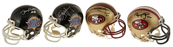 San Francisco 49ers Hall of Fame Signed Mini Helmet Collection (4) Including Ronnie Lott, Jerry Rice, and Steve Young