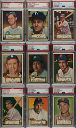 1952 Topps Low-Number Black Back PSA-Graded Collection (9)