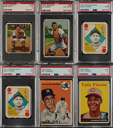 1950 to 1958 Topps, Topps Red Backs, and Bowman PSA-Graded Collection (6) Including Early Wynn