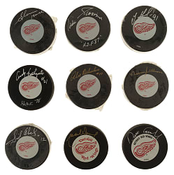 Detroit Red Wings Hall of Famers and Stars Signed Hockey Puck Collection (9)