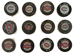 Montreal Canadiens Hall of Famers and Stars Signed Hockey Puck Collection (12)
