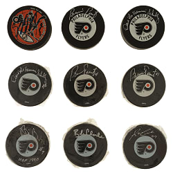 Philadelphia Flyers Hall of Famers and Stars Signed Hockey Puck Collection (9)