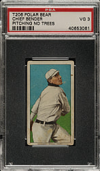 1909-1911 T206 White Border Chief Bender Pitching, No Trees in Background PSA VG 3 - Polar Bear Back