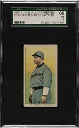 1909-1911 T206 White Border Carlton Molesworth Southern Leaguer SGC EX 60 - Old Mill Back