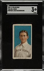 1909-1911 T206 White Border Hal Chase Portrait Blue Background SGC VG 3 - Polar Bear Back