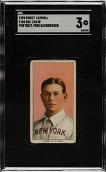 1909-1911 T206 White Border Hal Chase Portrait Pink Background SGC VG 3