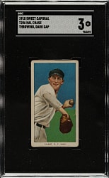 1909-1911 T206 White Border Hal Chase Throwing Dark Cap SGC VG 3