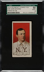 1909-1911 T206 White Border John McGraw Portrait, No Cap SGC VG/EX 50