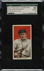 1909-1911 T206 White Border John McGraw Portrait with Cap SGC VG/EX 50
