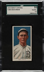 1909-1911 T206 White Border Dave Brain SGC VG/EX+ 55