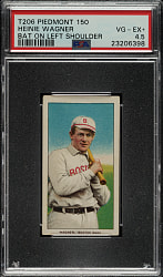 1909-1911 T206 White Border Heinie Wagner Bat On Left Shoulder PSA VG-EX+ 4.5