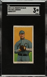 1909-1911 T206 White Border Carl Lundgren Kansas City SGC VG 3 - El Principe De Gales Back