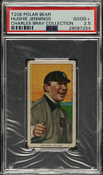 1909-1911 T206 White Border Hughie Jennings One Hand Showing PSA GOOD+ 2.5 - Polar Bear Back (Charles Bray Collection)