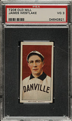 1909-1911 T206 White Border James Westlake Southern Leaguer PSA VG 3 - Old Mill Back