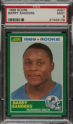 1989 Score Football #257 Barry Sanders Rookie PSA MINT 9