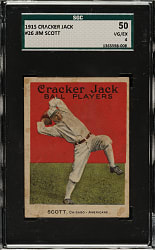 1915 E145 Cracker Jack #26 James Scott SGC VG/EX 50