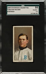1909-1911 T206 White Border Nap Rucker Portrait SGC VG/EX+ 55 - Sovereign 150 Back