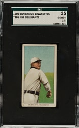1909-1911 T206 White Border Jim Delehanty SGC GOOD+ 35 - Sovereign 150 Back