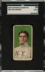 1909-1911 T206 White Border Jake Weimer SGC GOOD 30 - Sovereign 150 Back