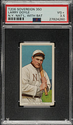 1909-1911 T206 White Border Larry Doyle with Bat PSA VG+ 3.5 - Sovereign 350 Back