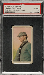 1909-1911 T206 White Border Jimmy Sheckard No Glove Showing PSA GOOD 2 - Sovereign 150 Back